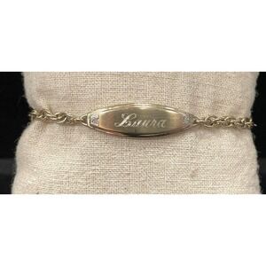 Vintage Speidel USA Gold Tone Laura Name ID Bracelet